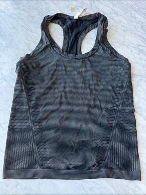 Women's Black and Gray Striped Racerback Tank Top